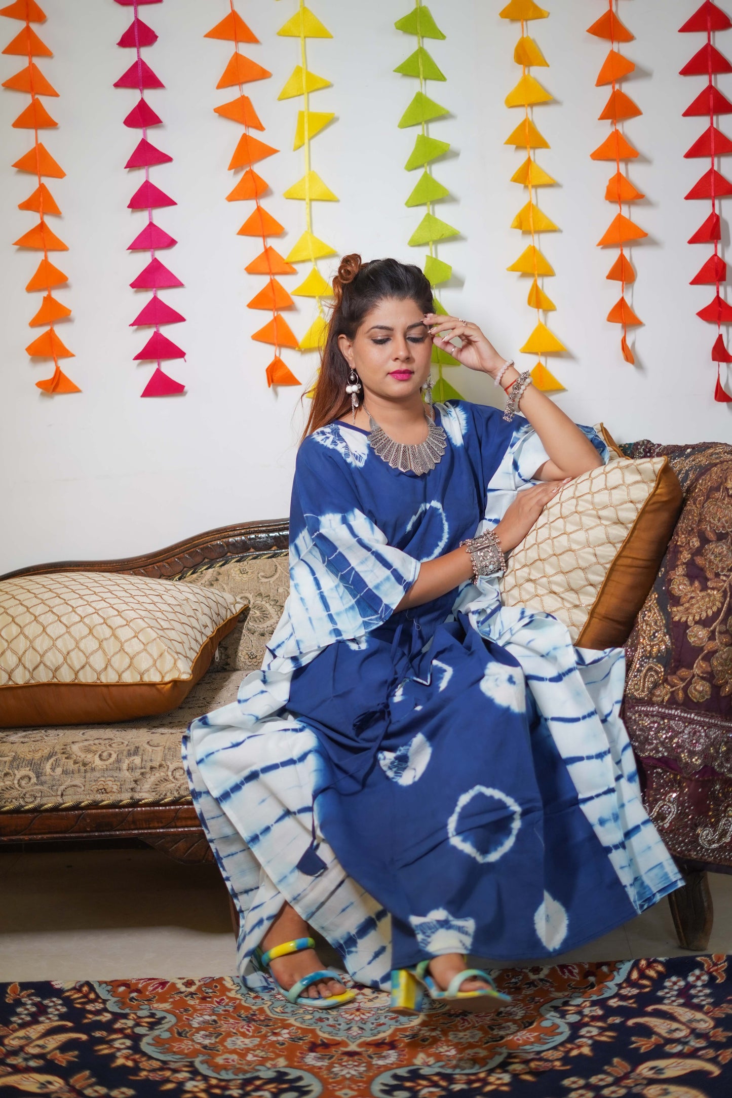 Handblock Cotton Kaftan