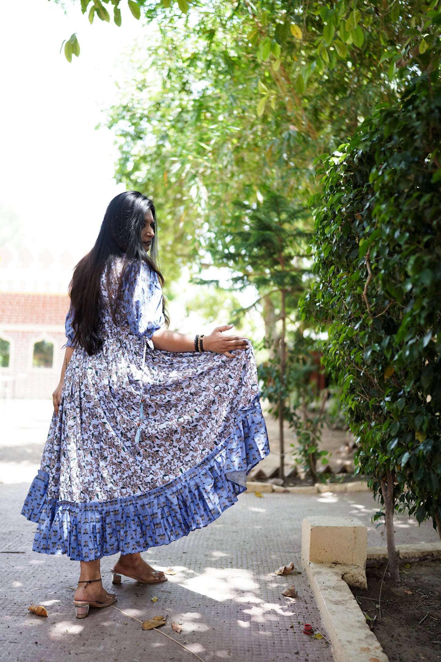 Blue Cotton Long Dress