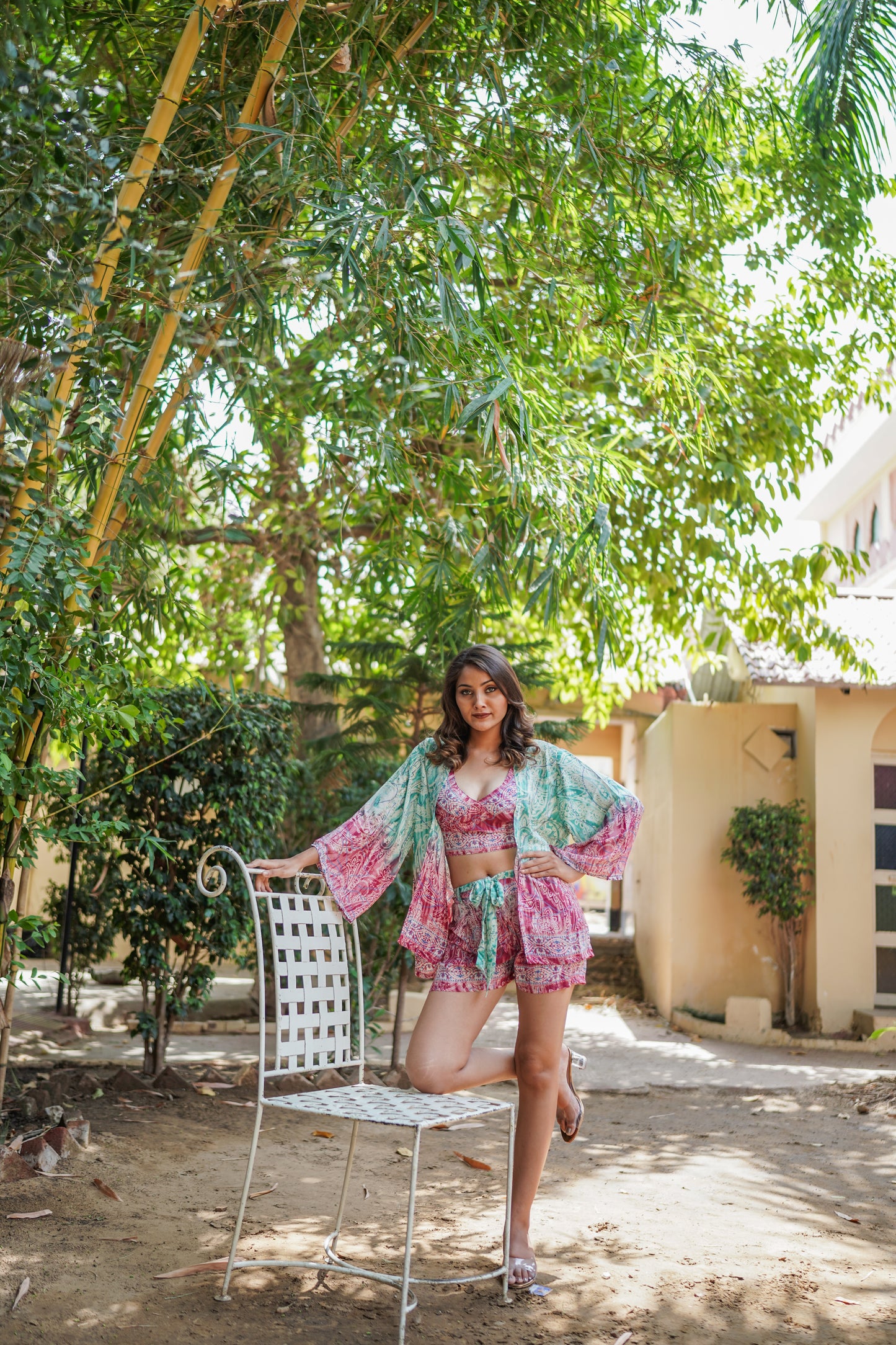 Pink & Green Three Piece Summer Shorts Co-ords