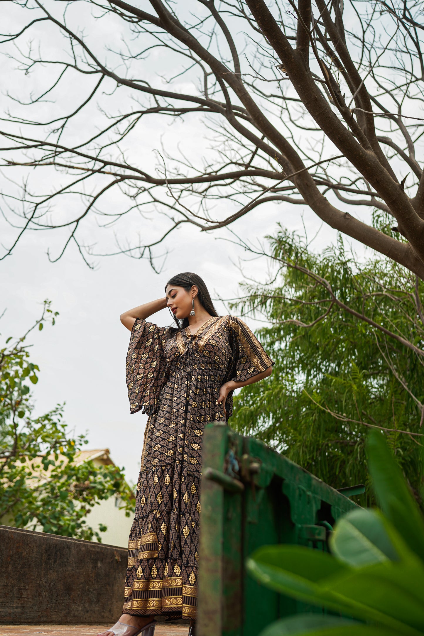 Black & Golden Long String Dress