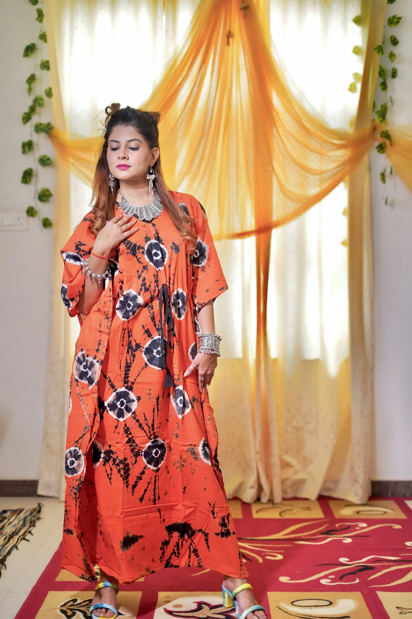 Cotton orange Kaftan