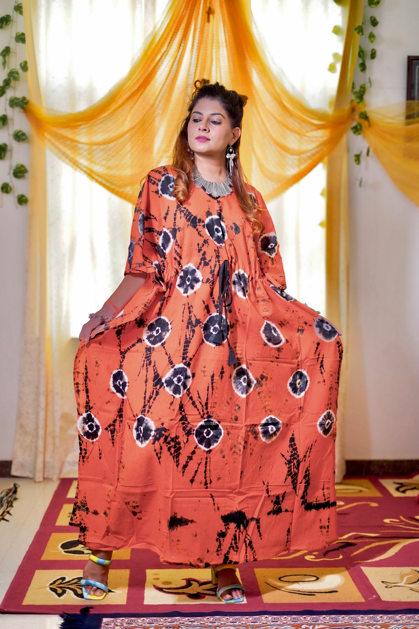 Cotton orange Kaftan