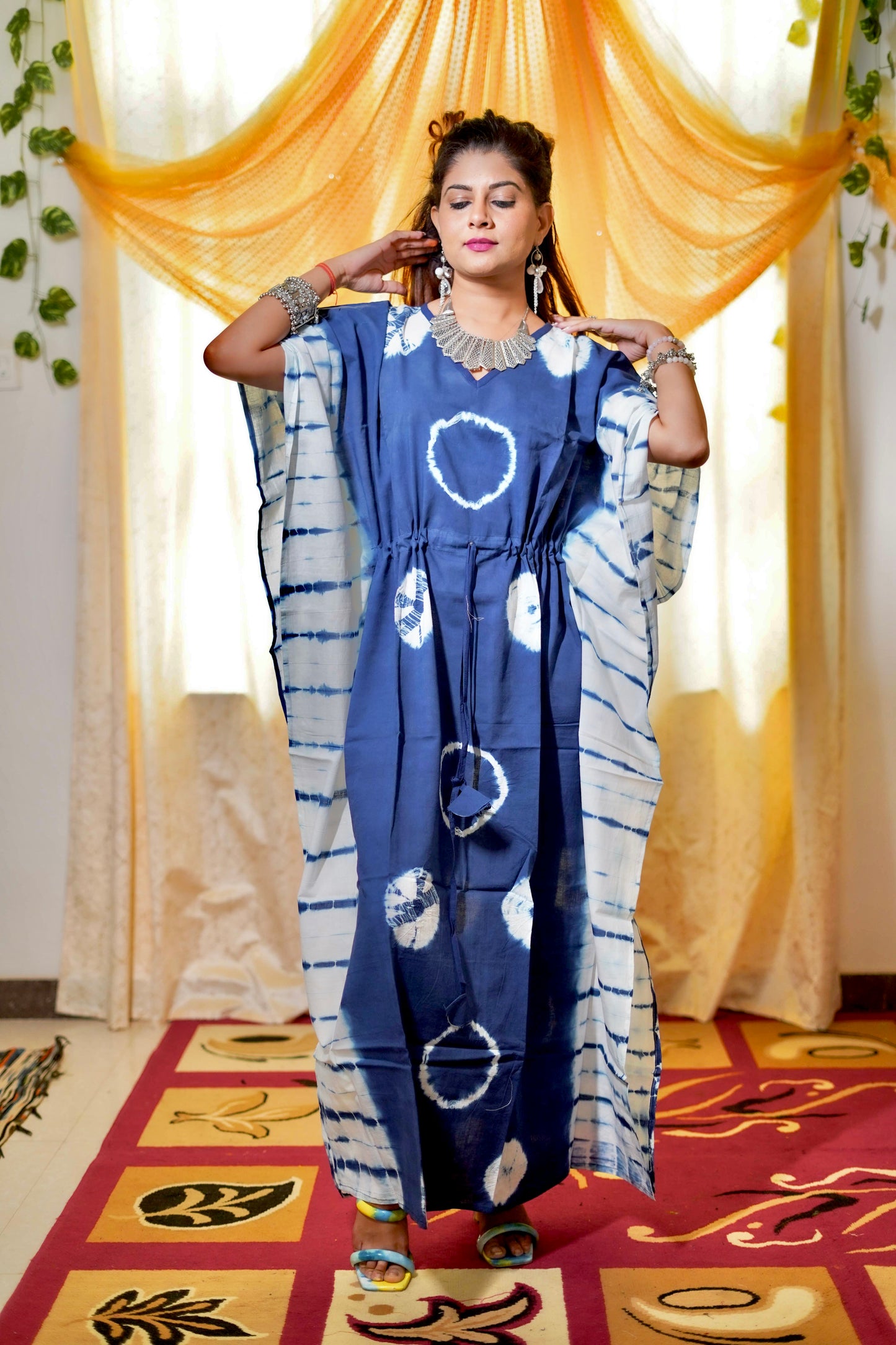 Indigo Blue Cotton Kaftan