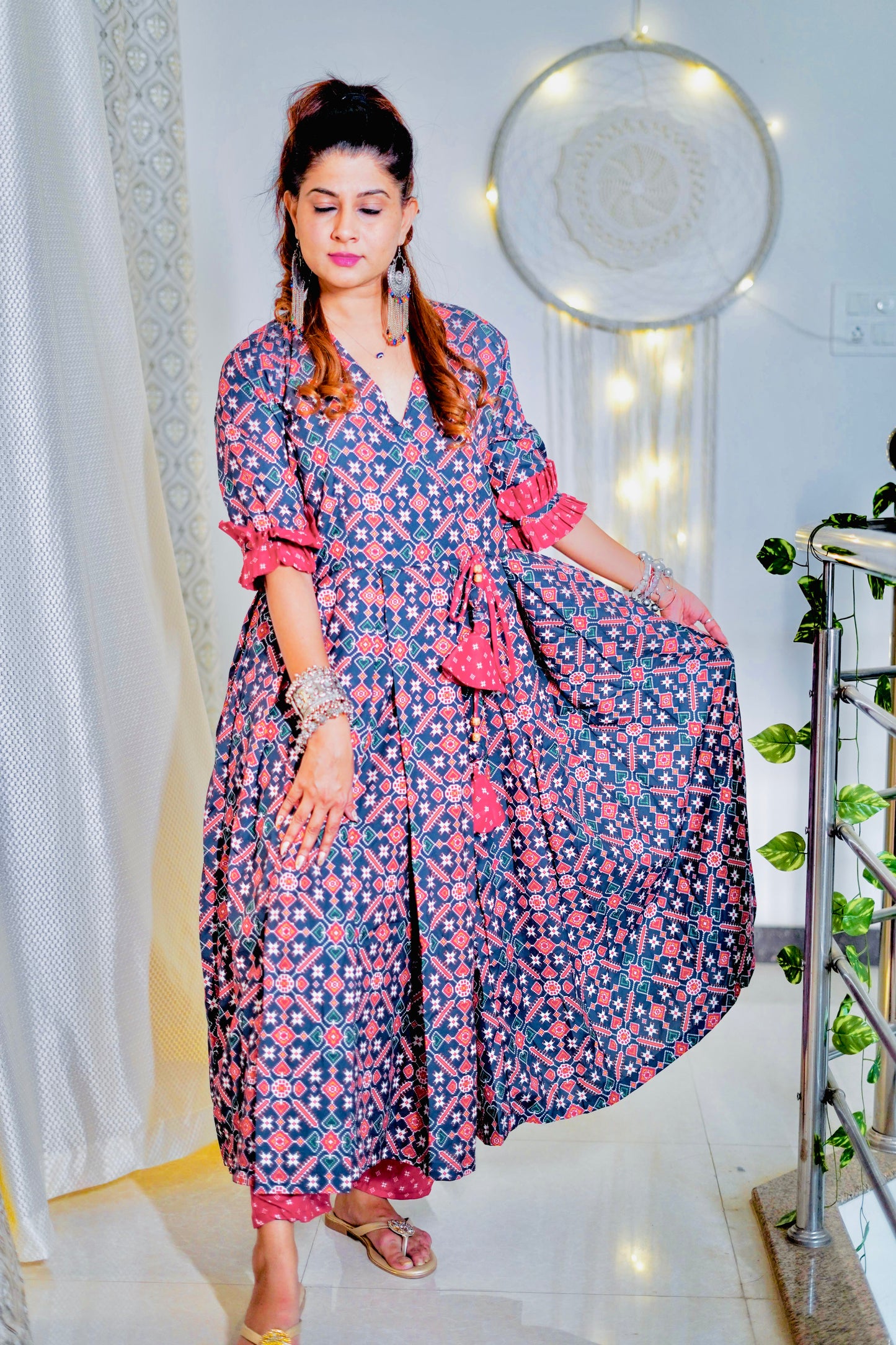 Ajrakh Print Full Flair Anarkali