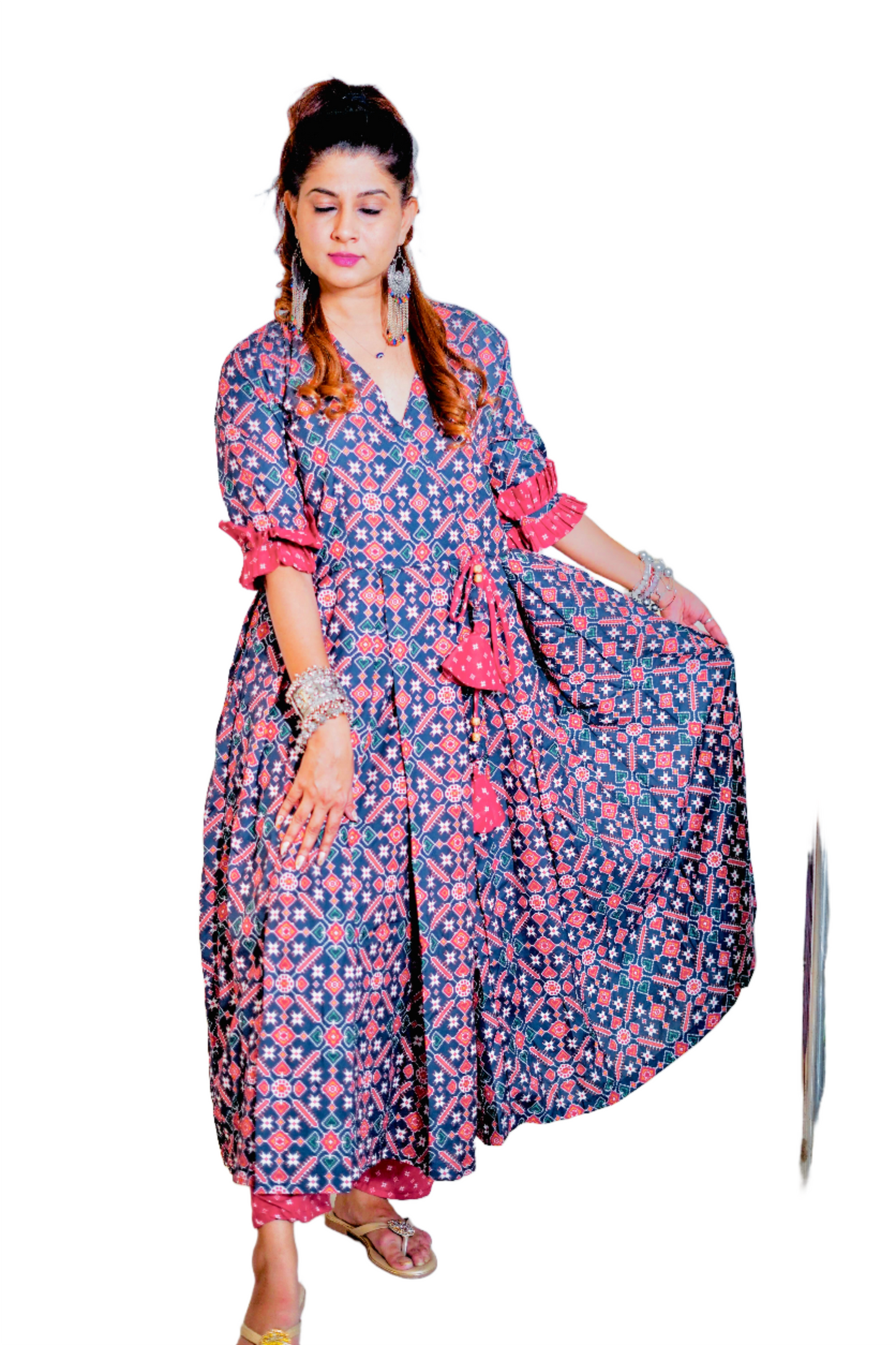 Ajrakh Print Full Flair Anarkali