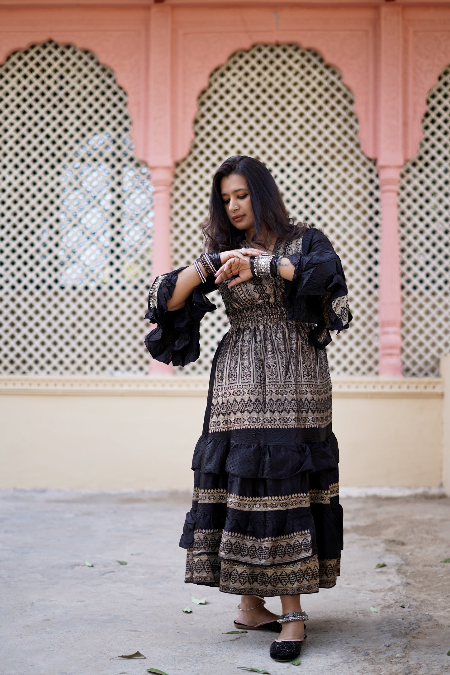 Brocade Dress - Black