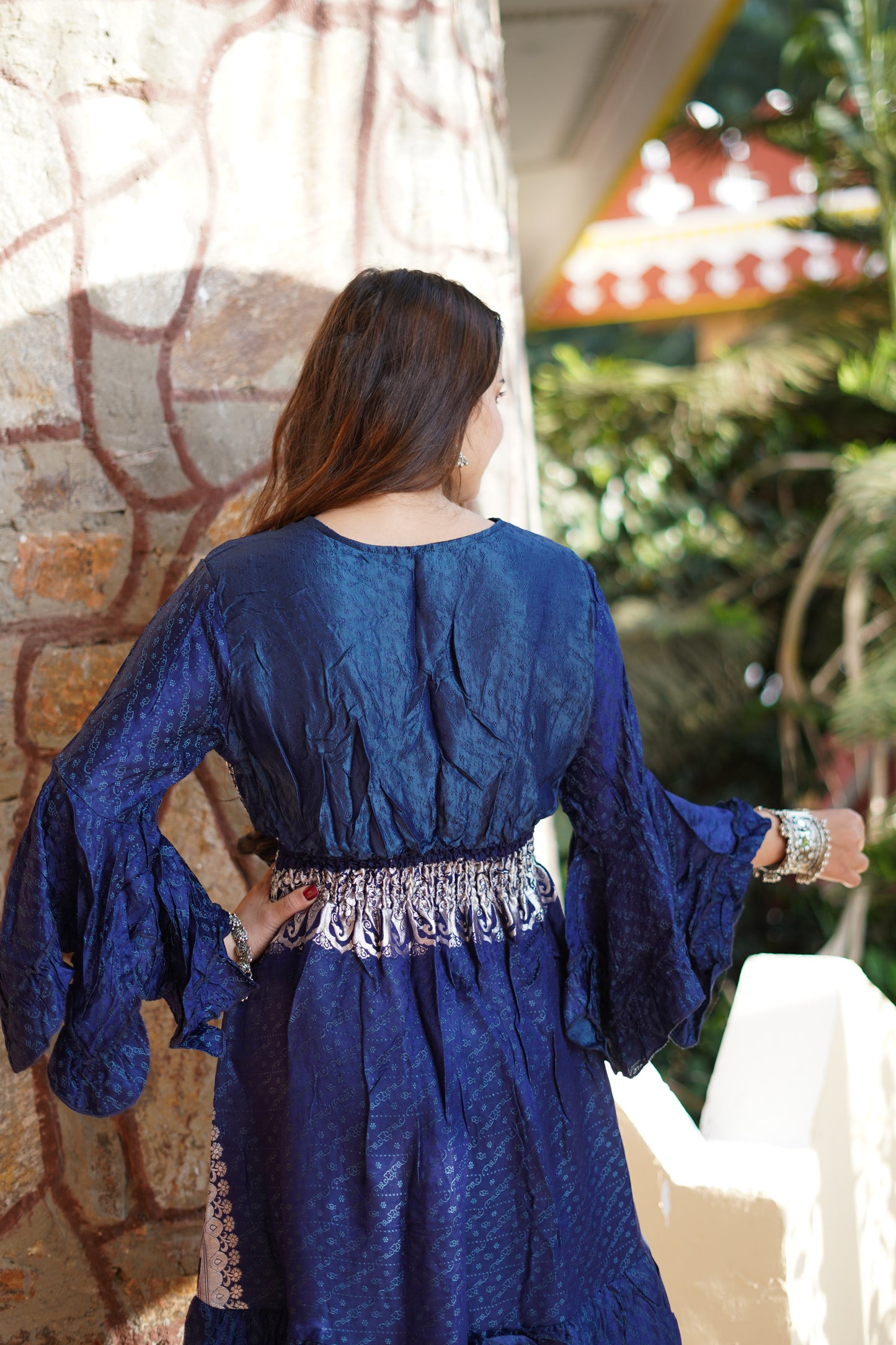 Brocade Dress - Royal Blue