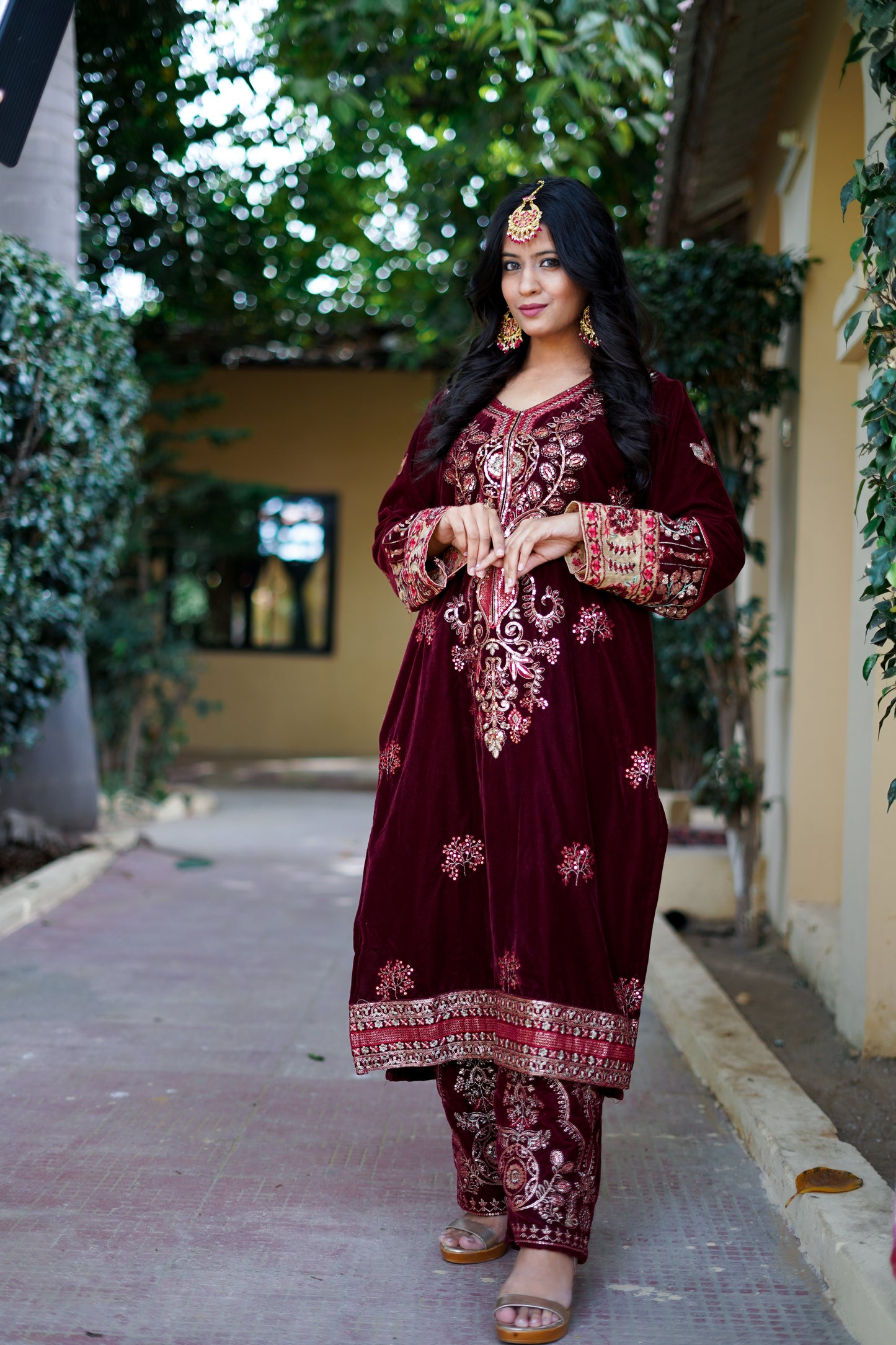 Heavy Maroon Velvet Suit