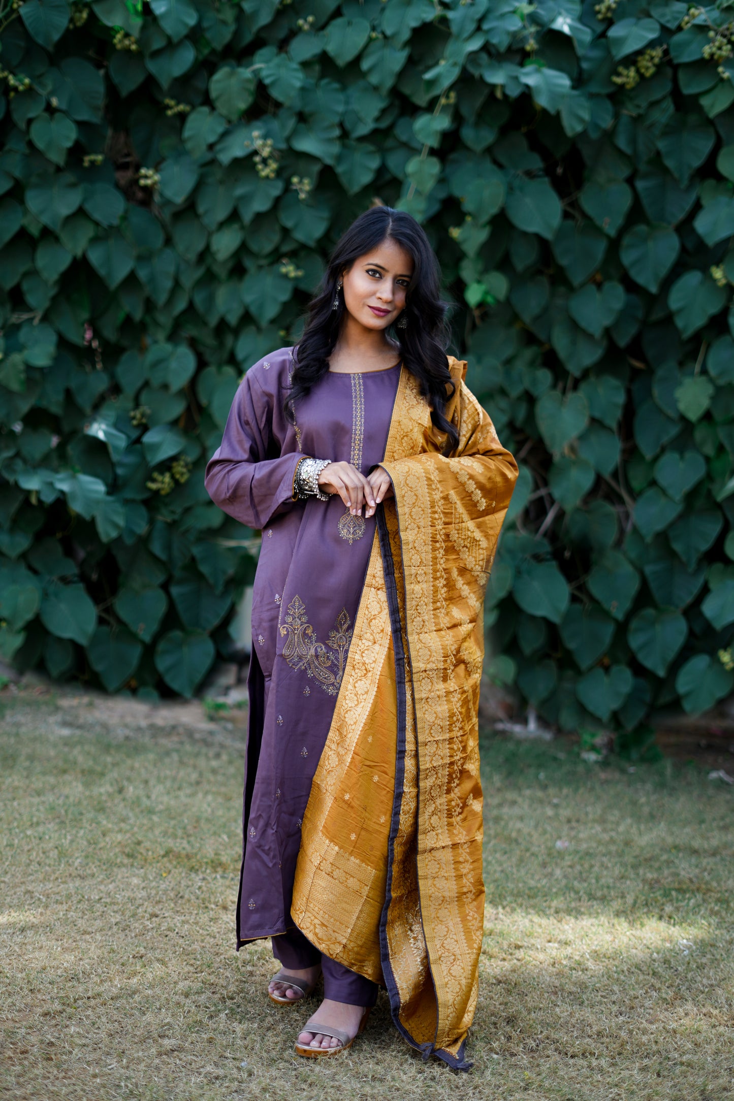 Purple Pure Pashmina Suit