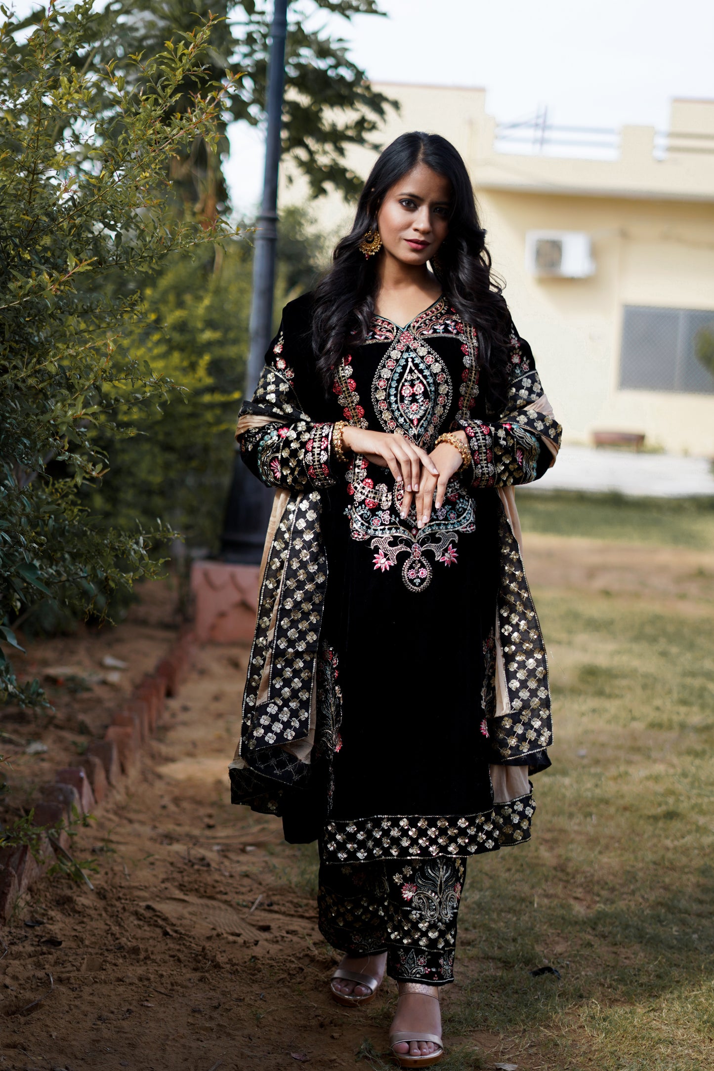 Heavy Black with Handwork Velvet Salwar Suit