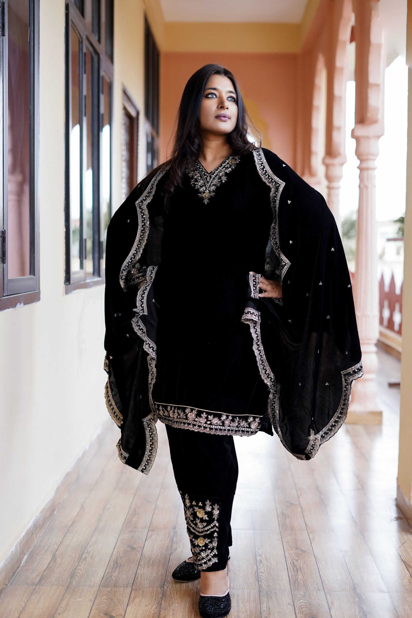 Elegant Black Velvet Salwar Suit