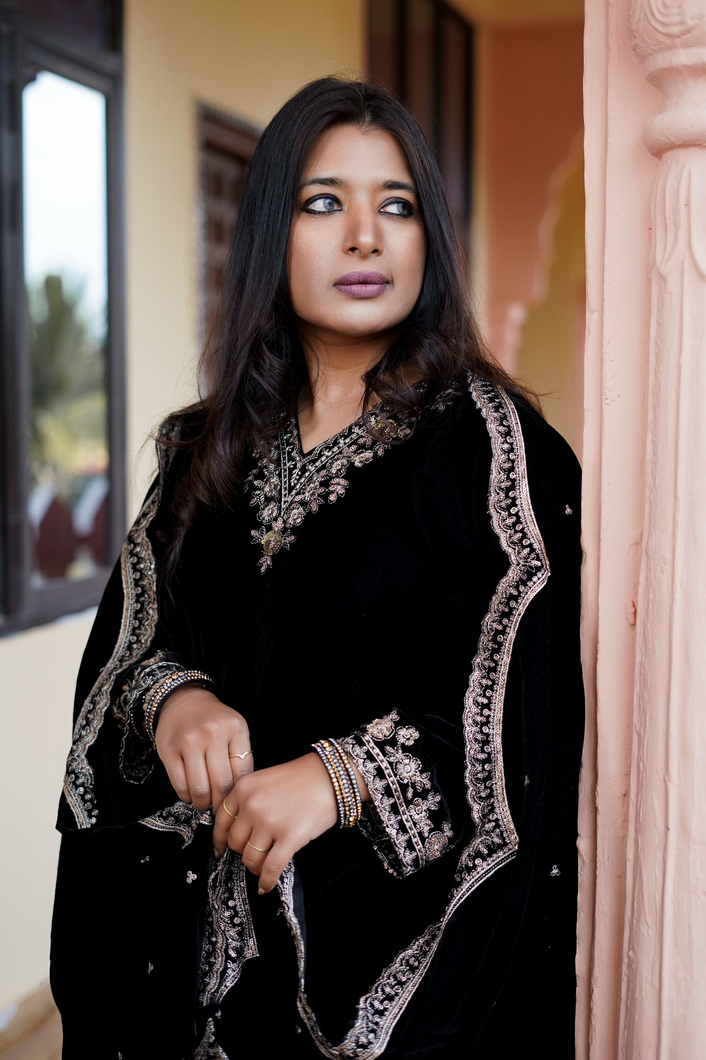 Elegant Black Velvet Salwar Suit