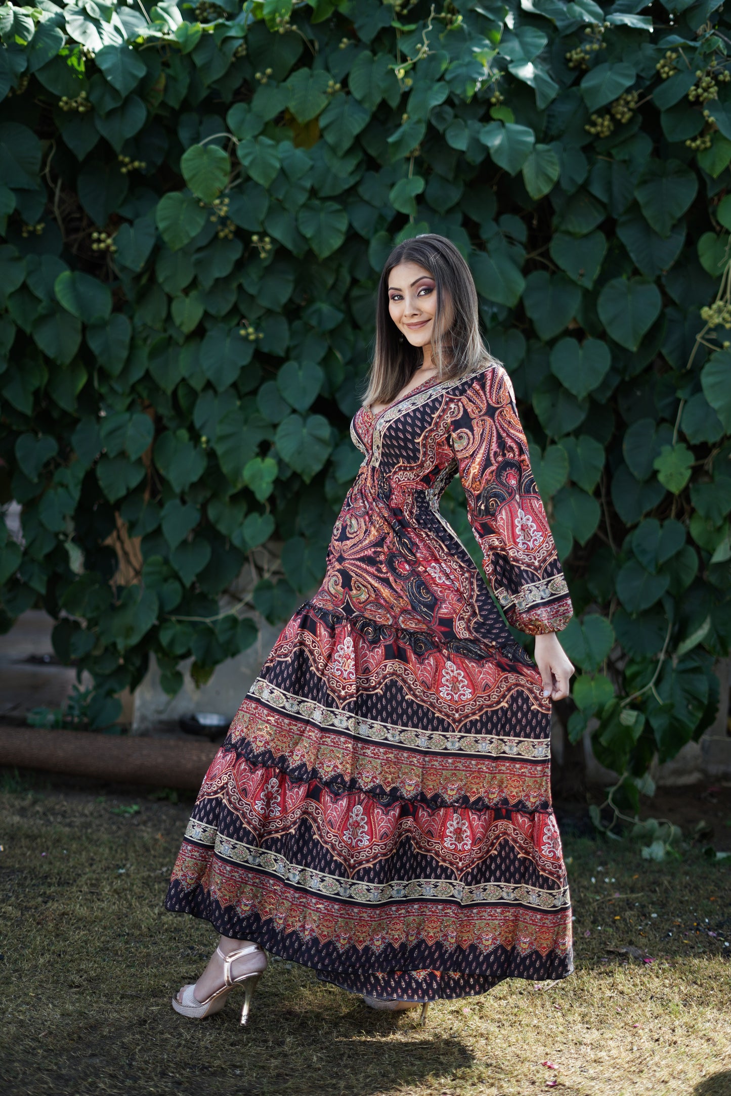 Red & Black Full Flair Dress