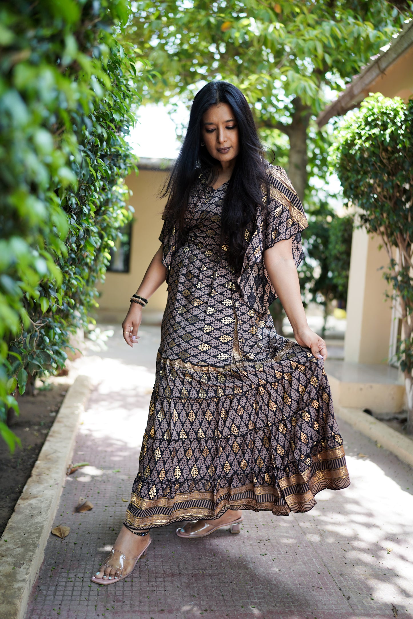 Black & Golden Long Dress