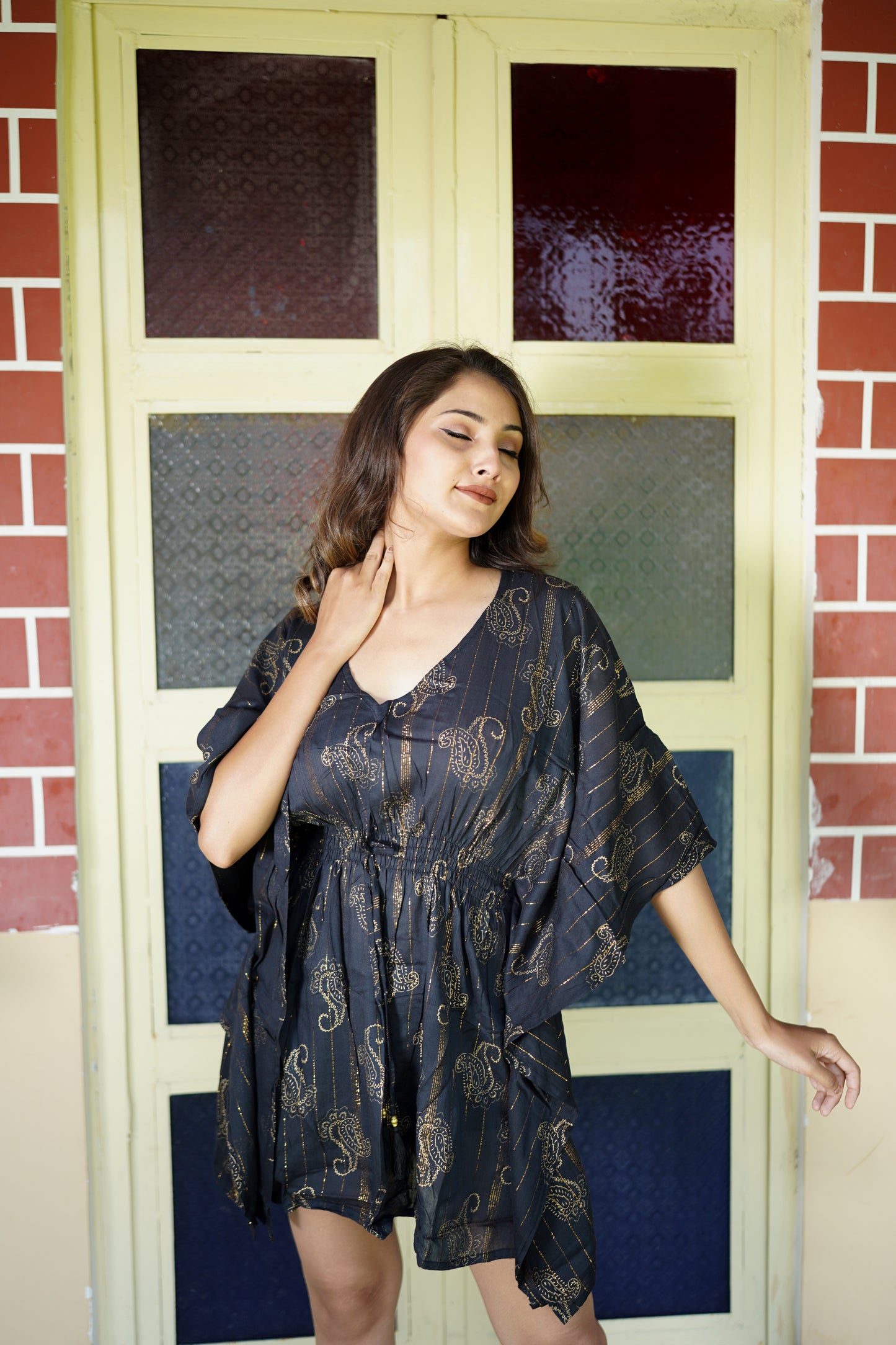 Black Short Kaftan for Summers