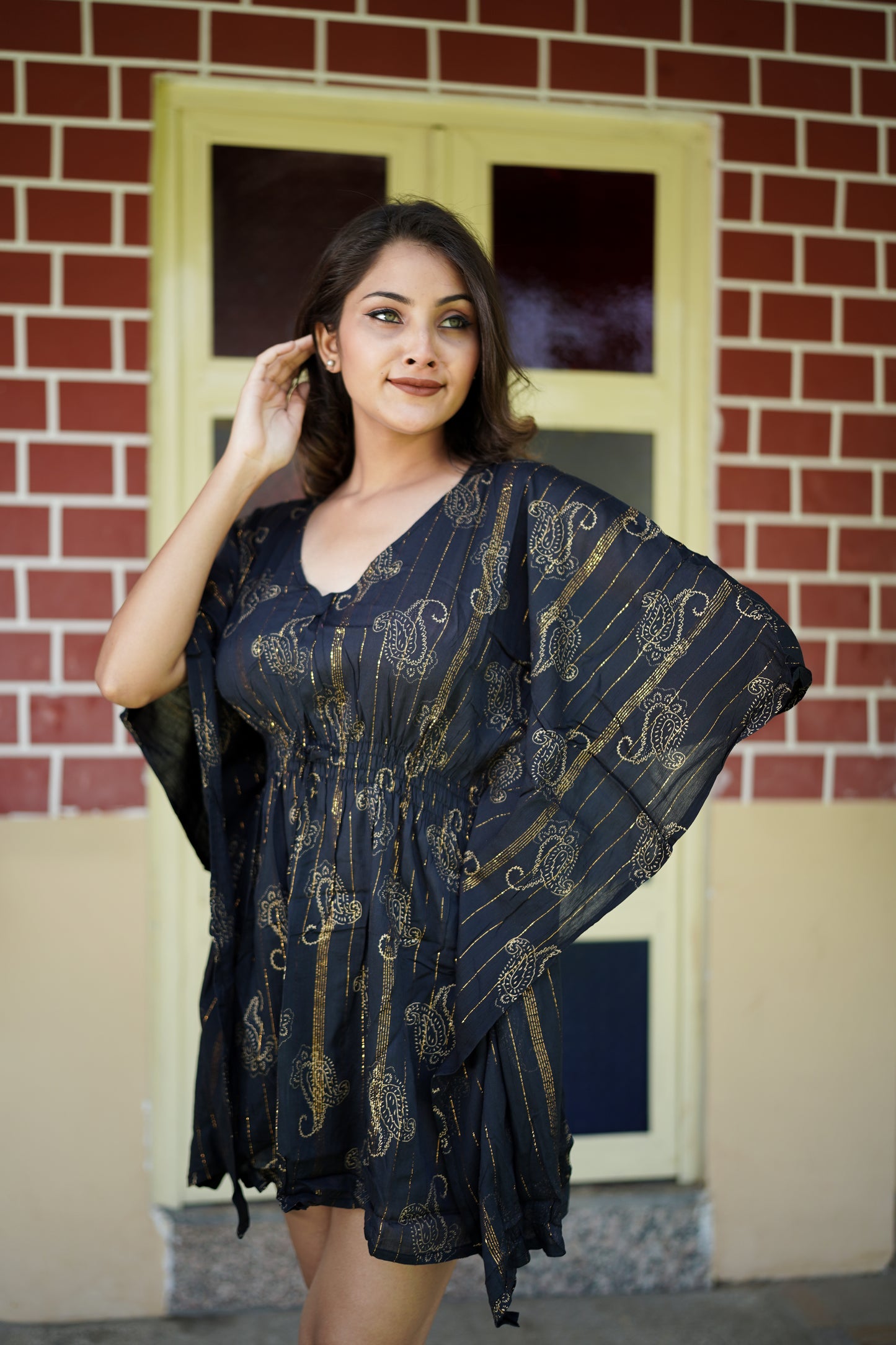 Black Short Kaftan for Summers