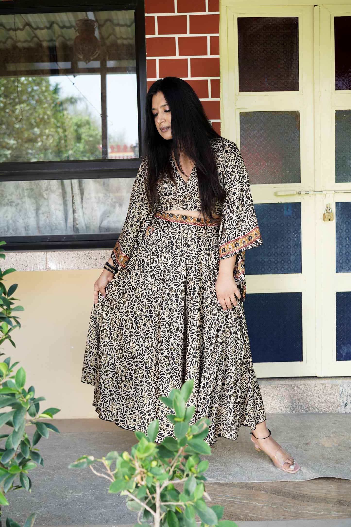 Black & Golden Two Piece Skirt Co-ord Set