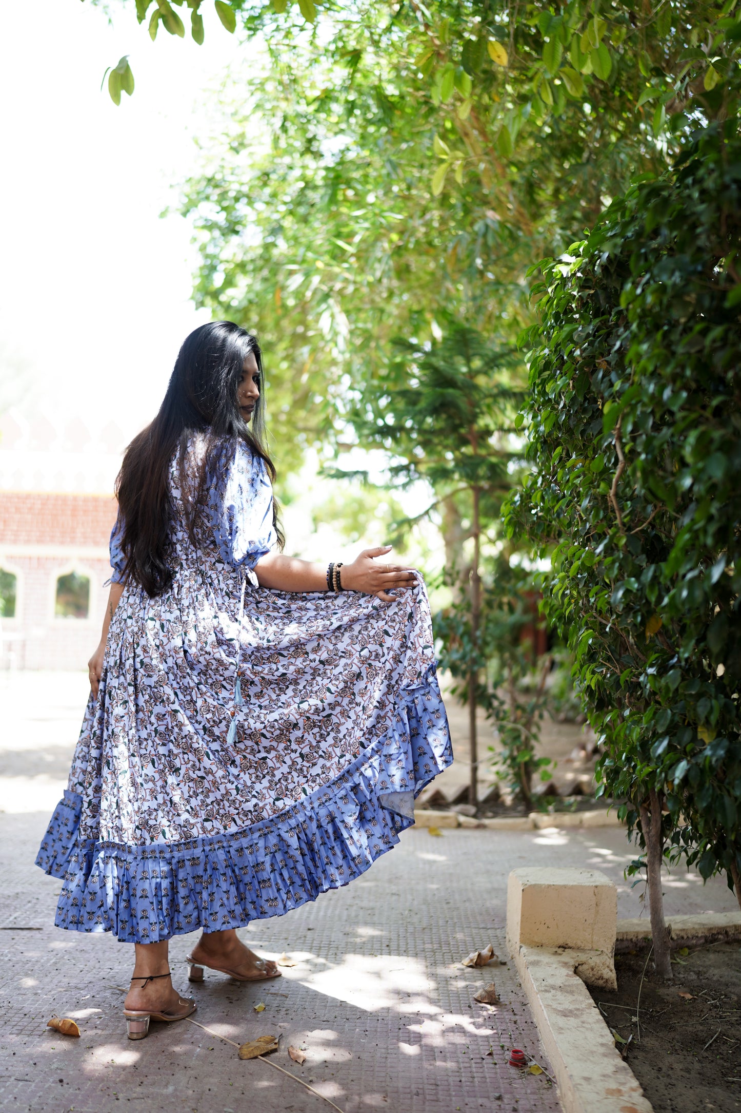 Blue Cotton Long Dress