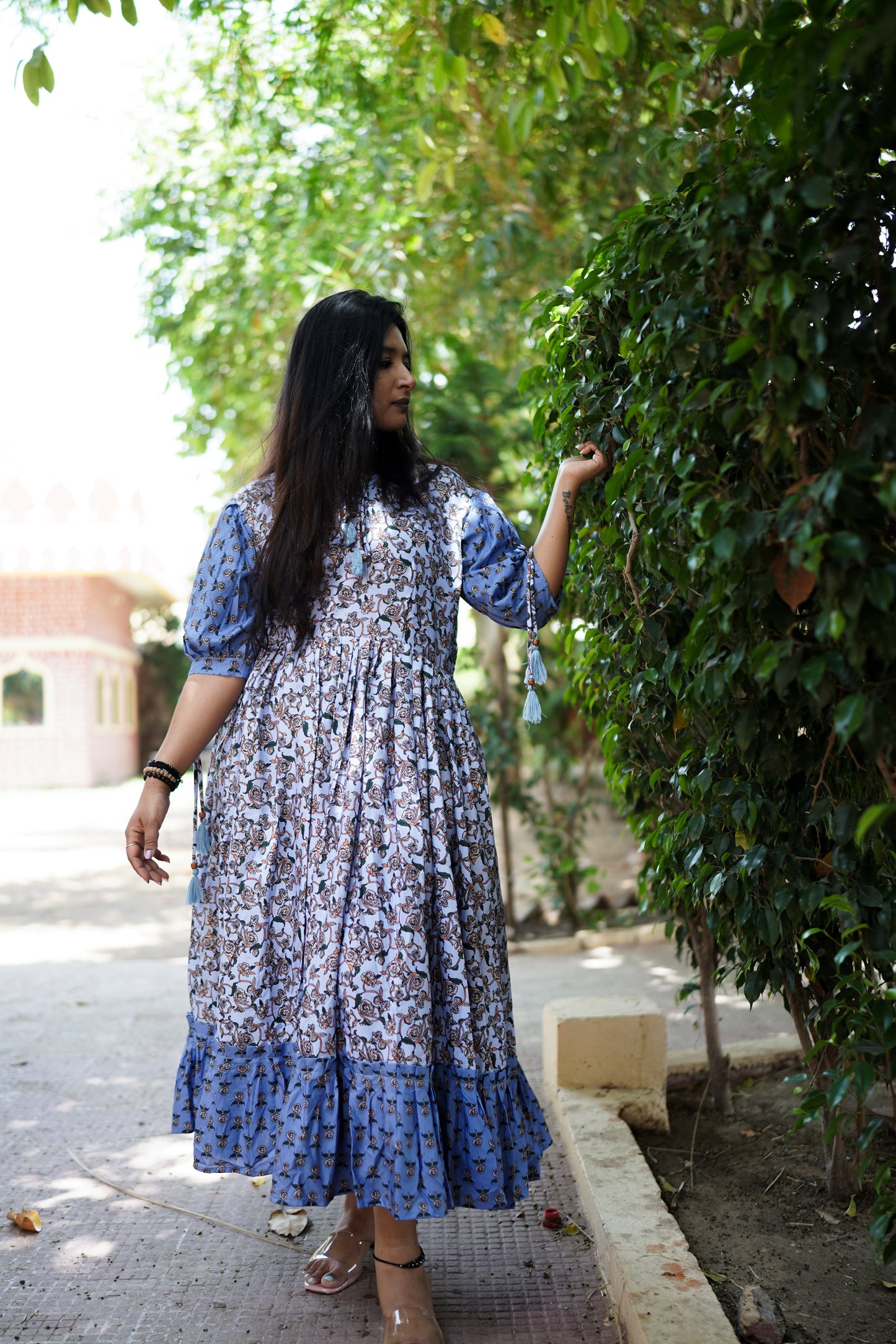 Blue Cotton Long Dress