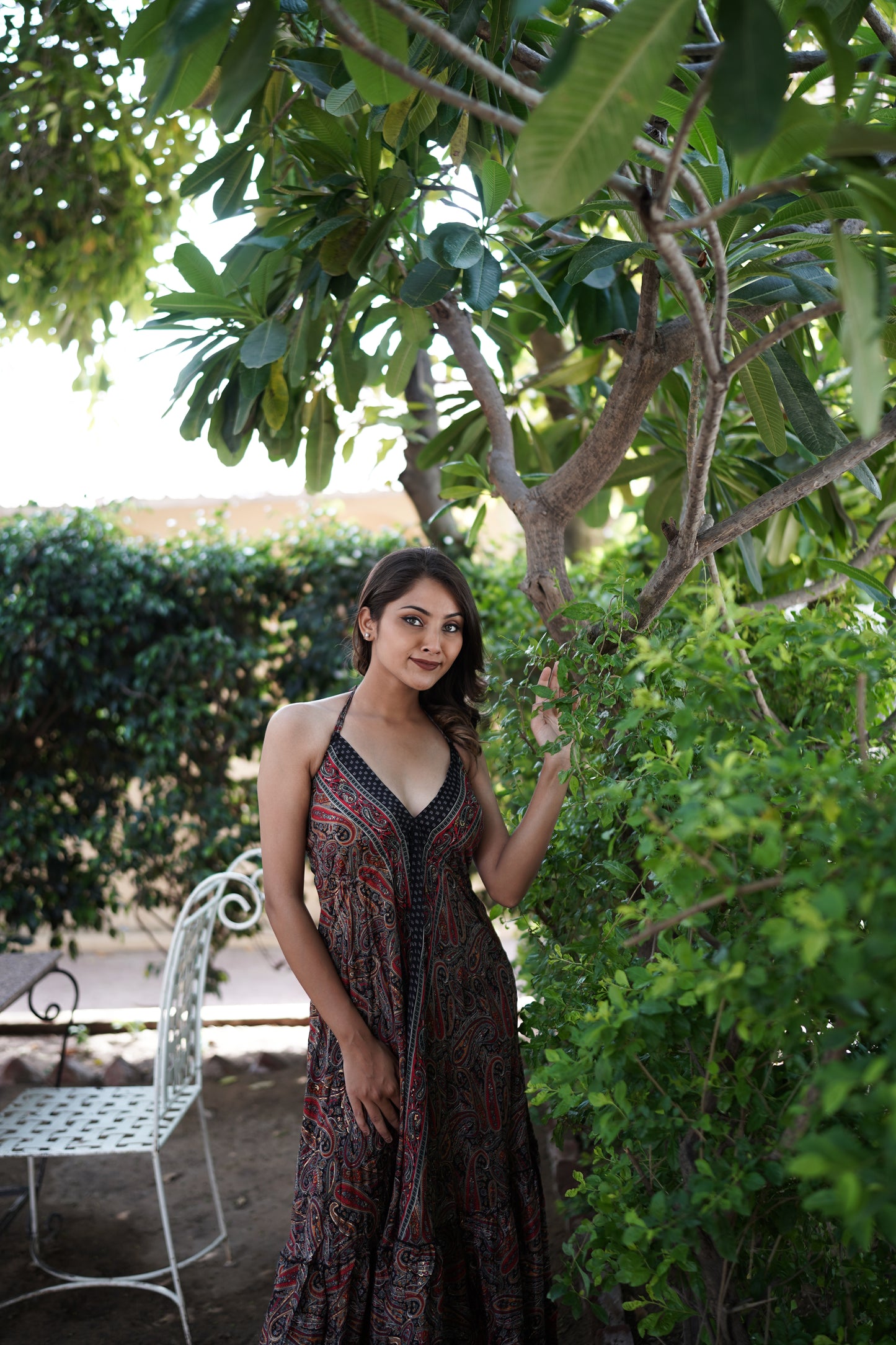 Black & Red Fusion Backless Long Dress