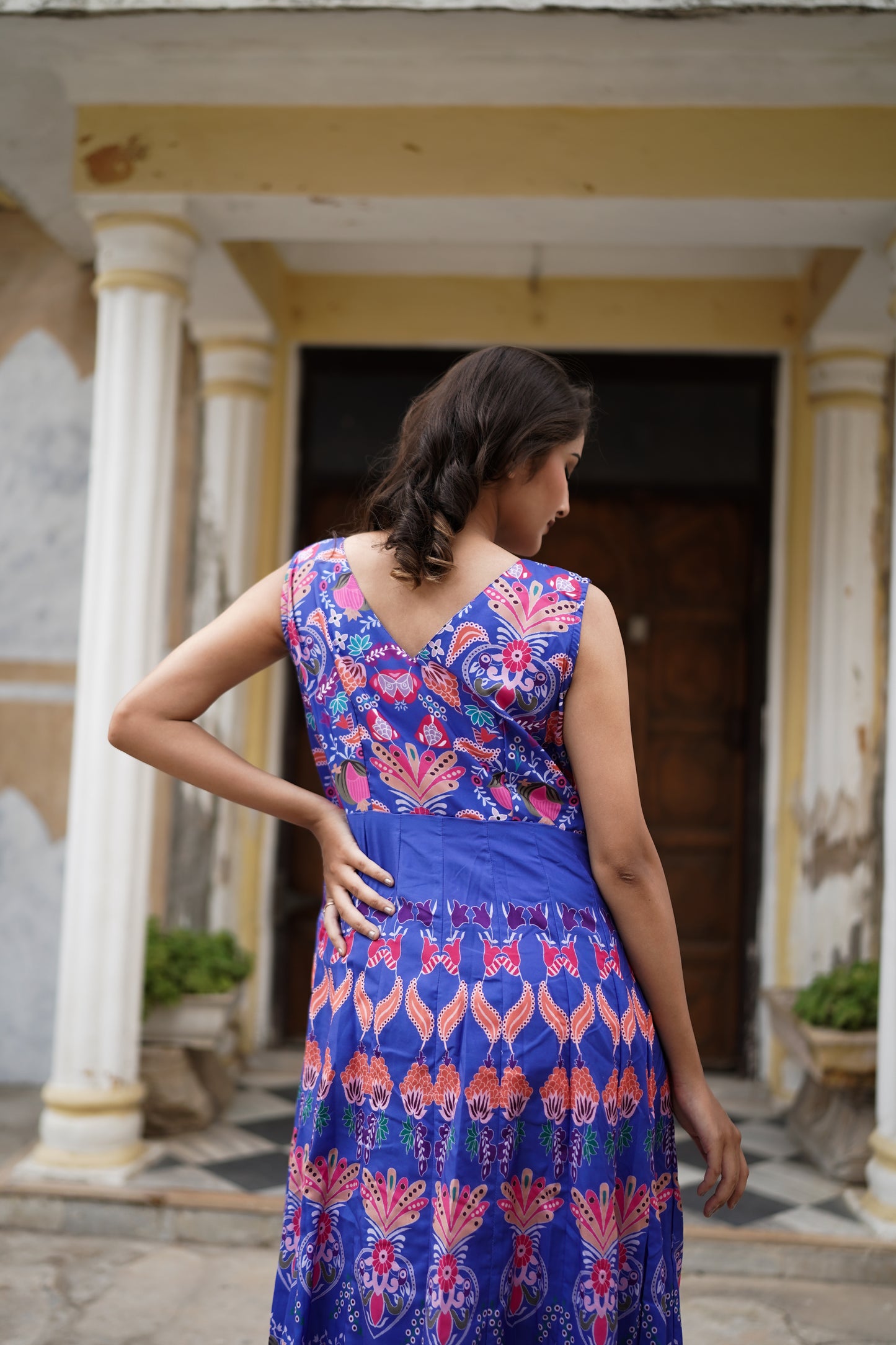 Blue multi coloured long dress