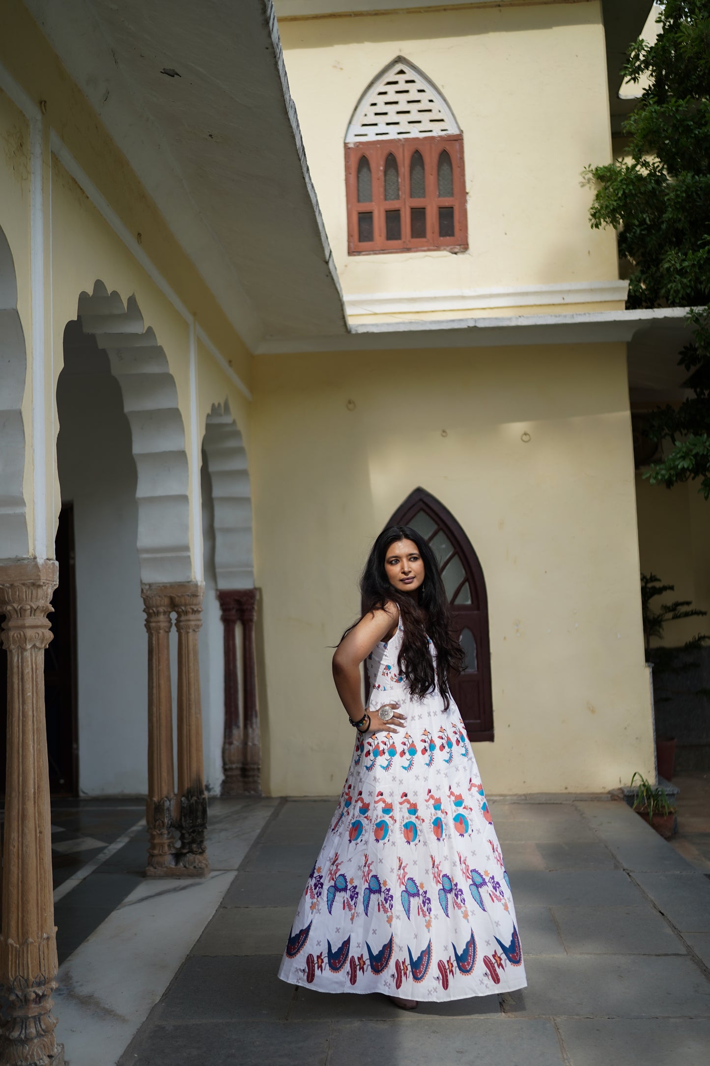 White Full Flair Long Dress