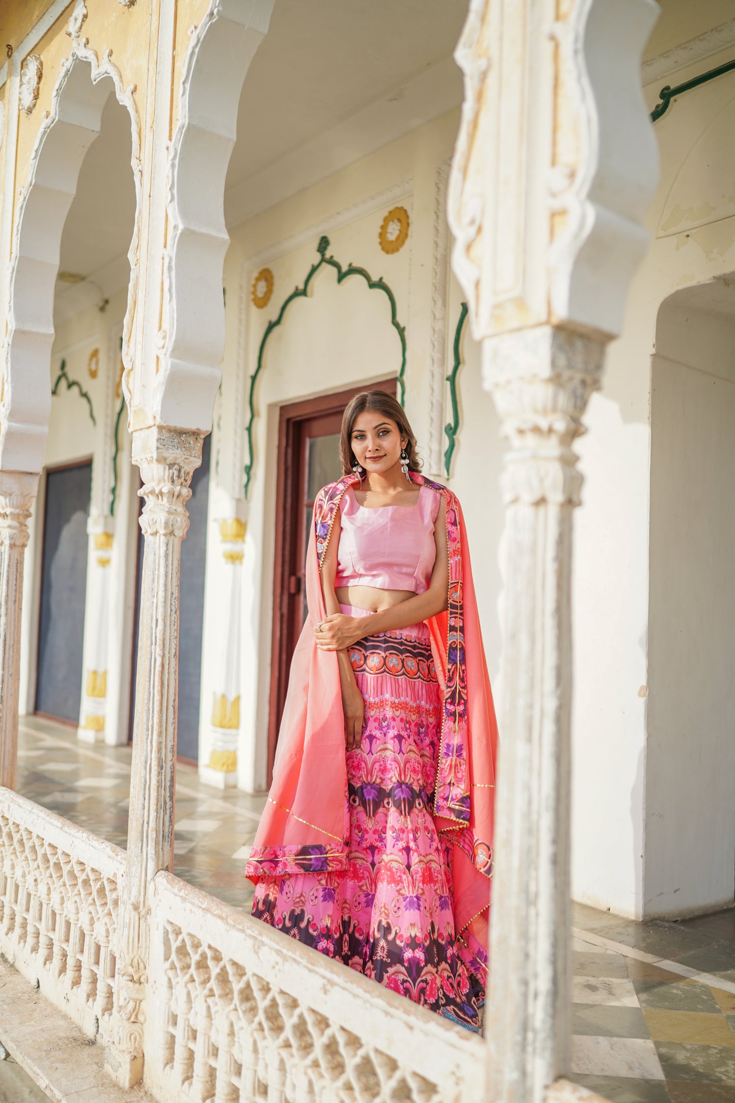 Pink Designer Fully Stitched Lehenga (with margin)