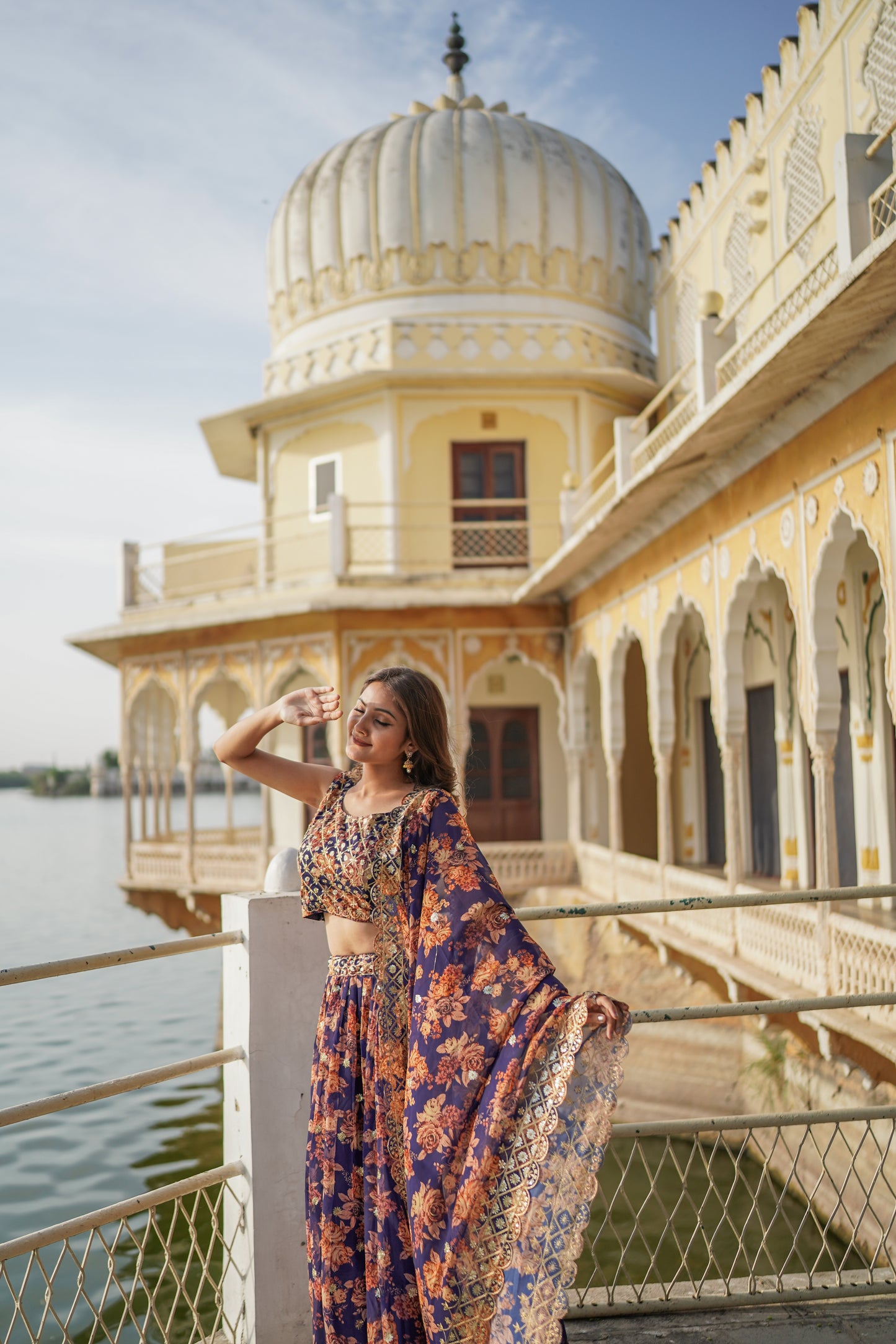 Designer Blue Fully Stitched Lehenga (with margin)