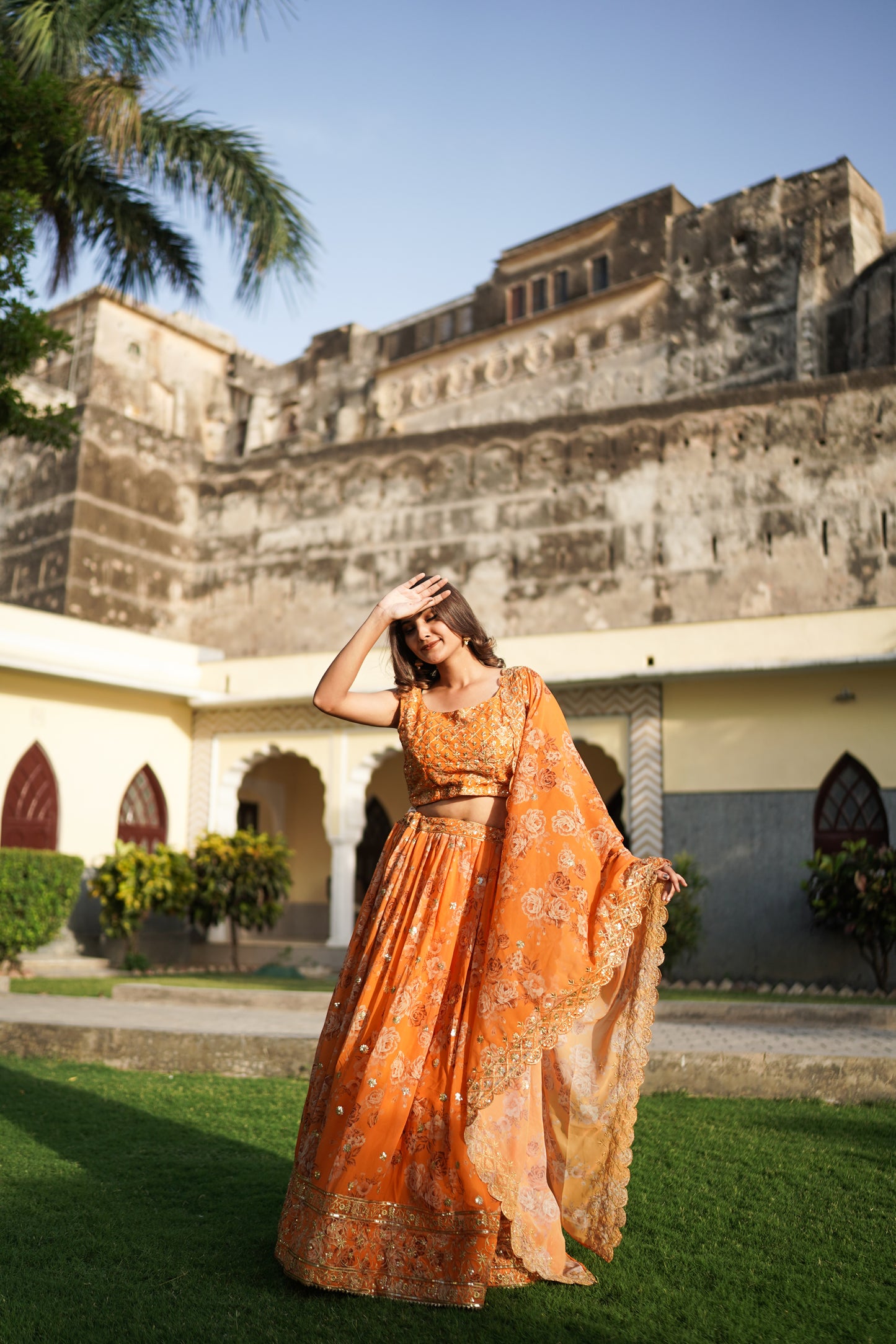 Designer Yellow Fully Stitched Lehenga (with margin)