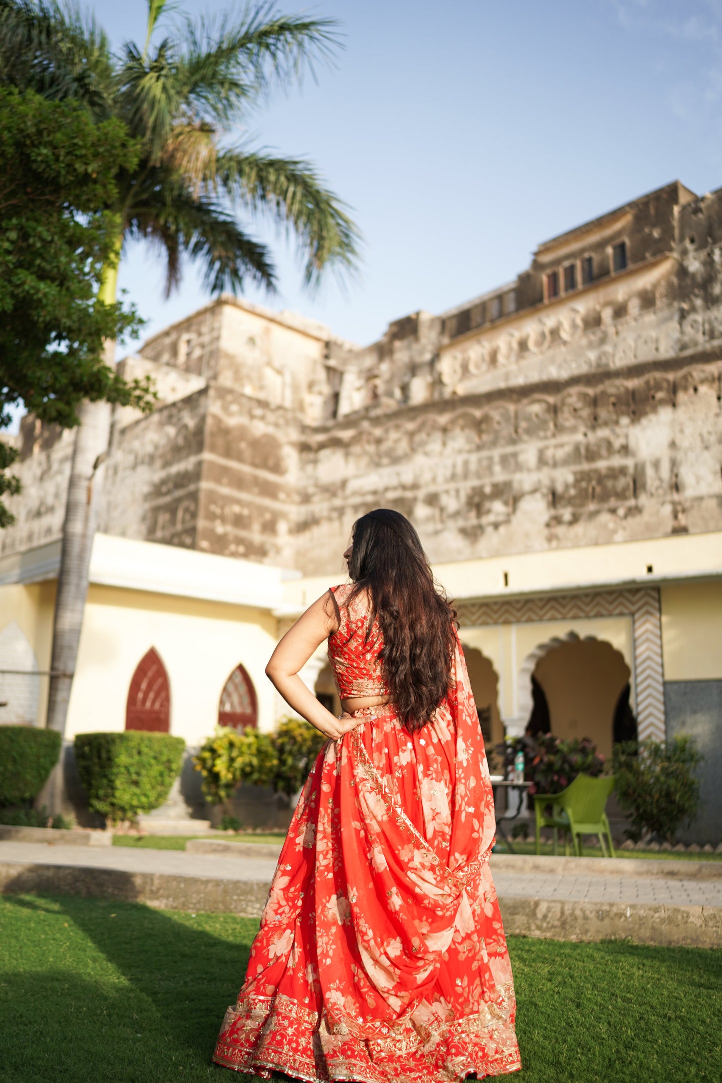 Designer Red Fully Stitched Lehenga (with margin)