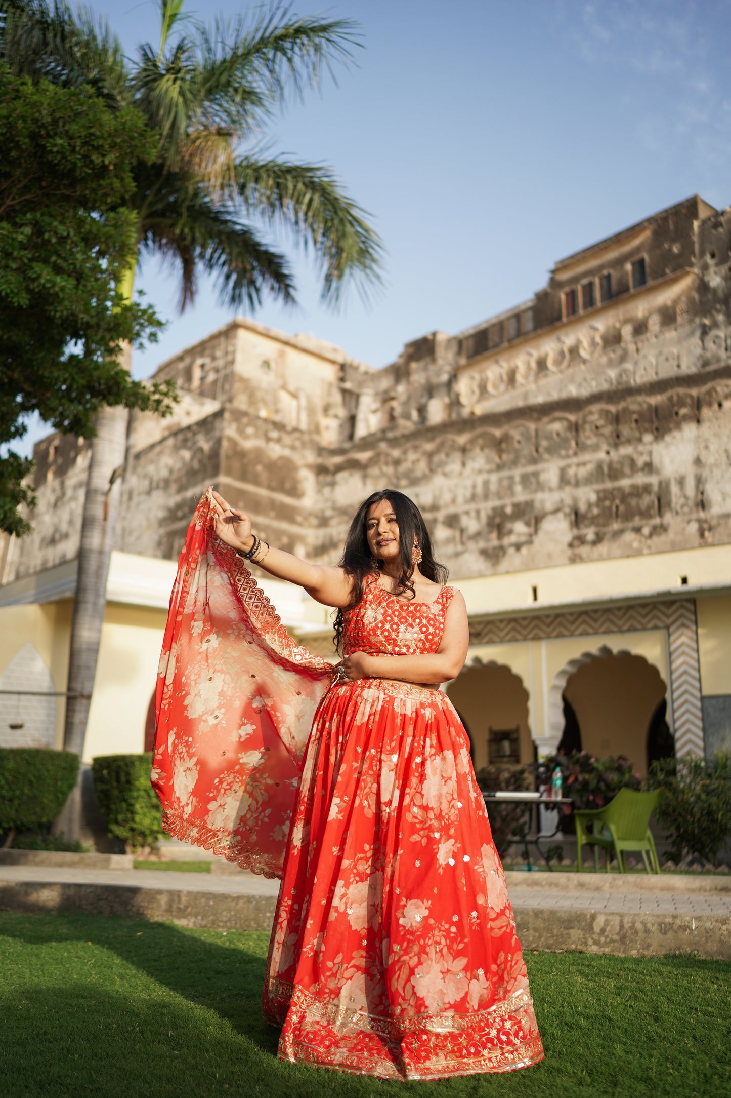 Designer Red Fully Stitched Lehenga (with margin)