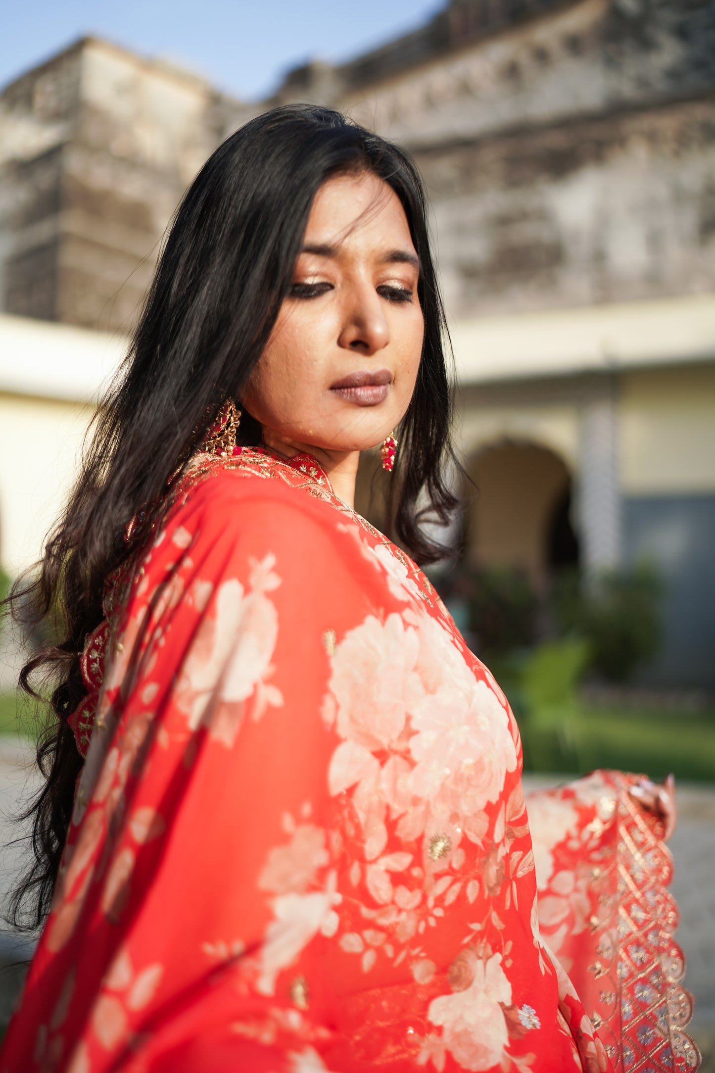 Designer Red Fully Stitched Lehenga (with margin)