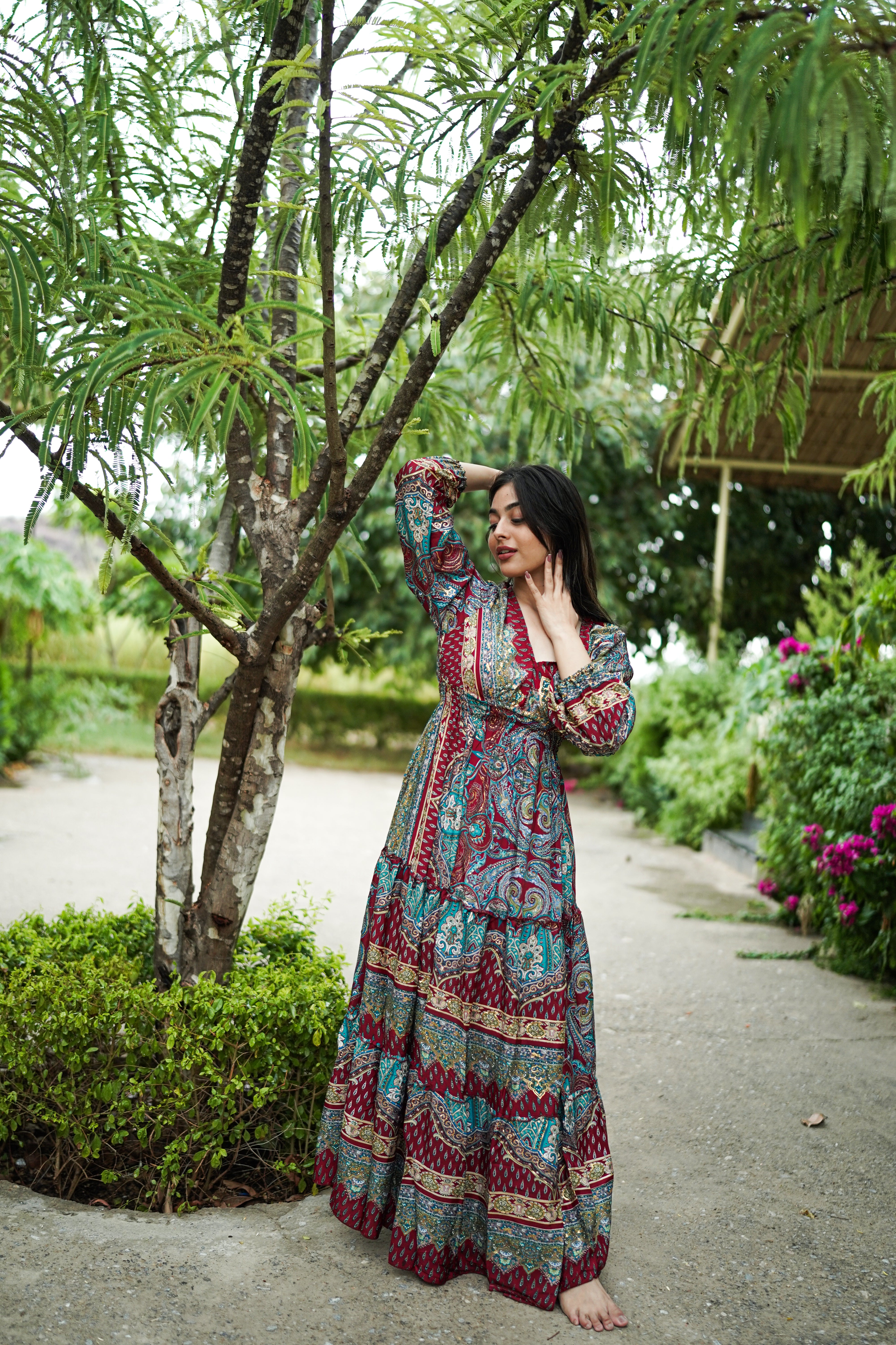 Boho maroon dress hotsell