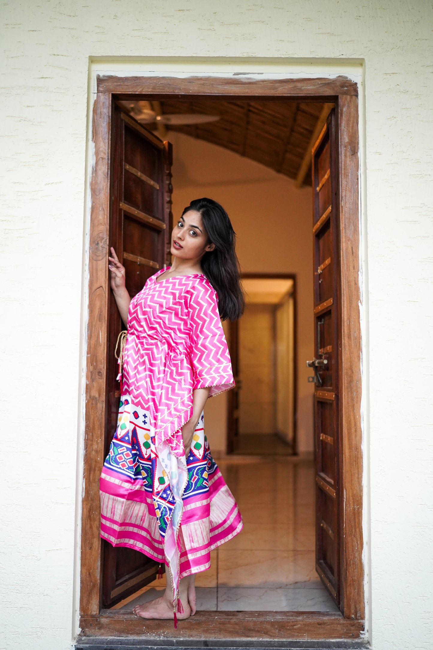 Contemporary Pink party wear kaftan