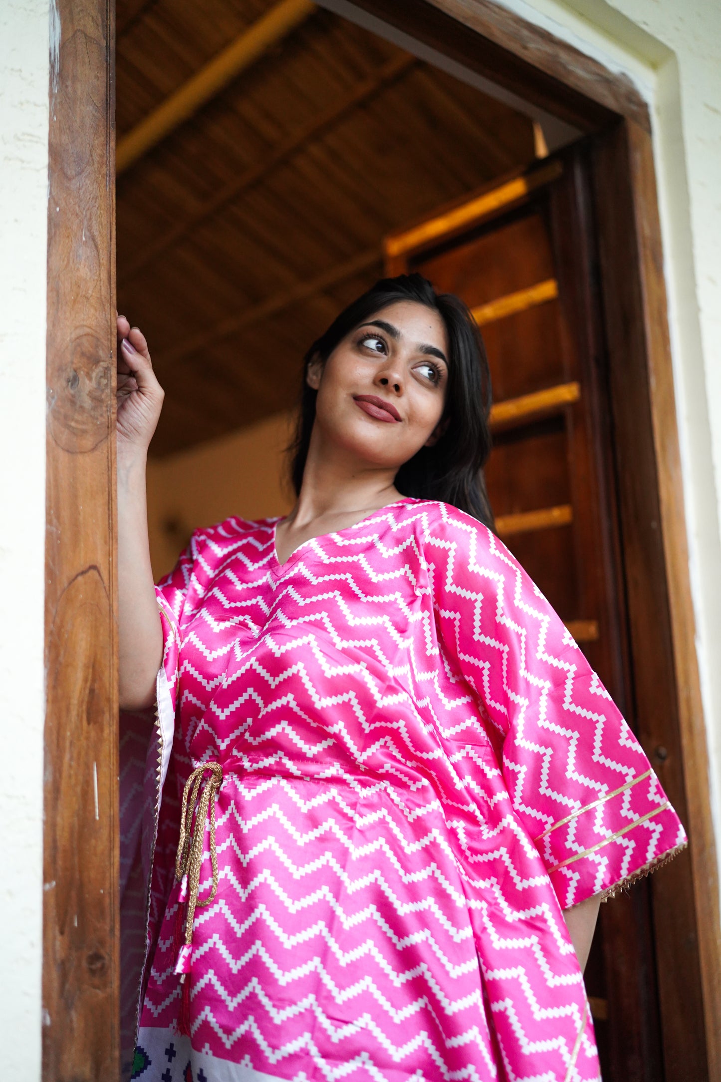 Contemporary Pink party wear kaftan