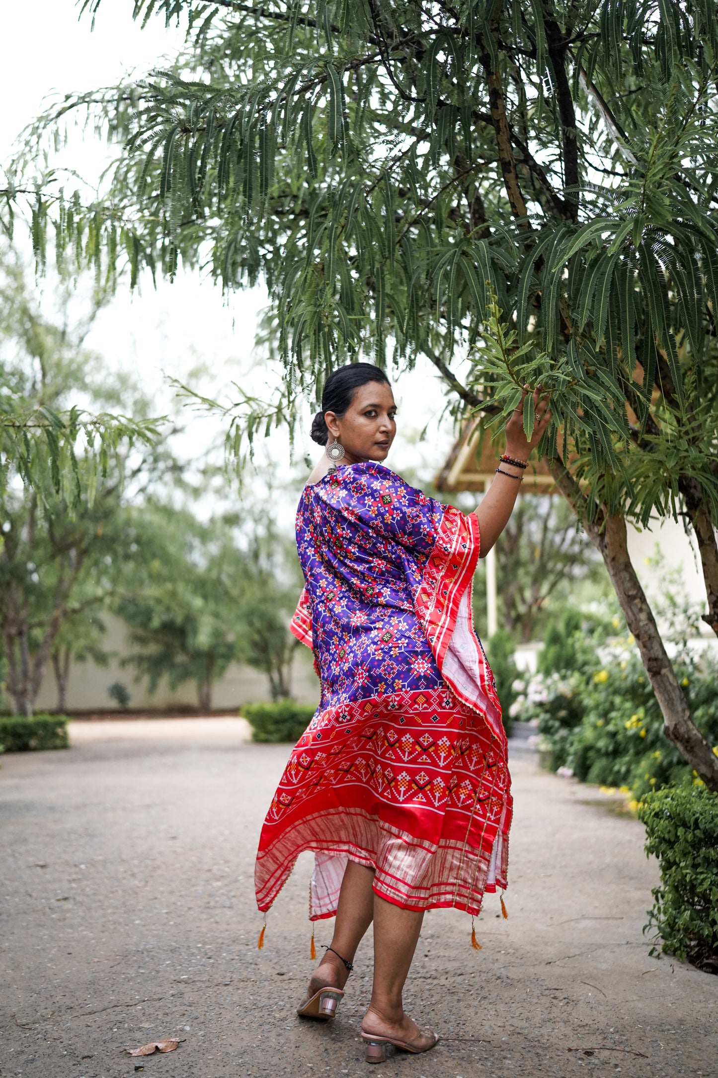 Contemporary Purple & Red Party Wear Kaftan